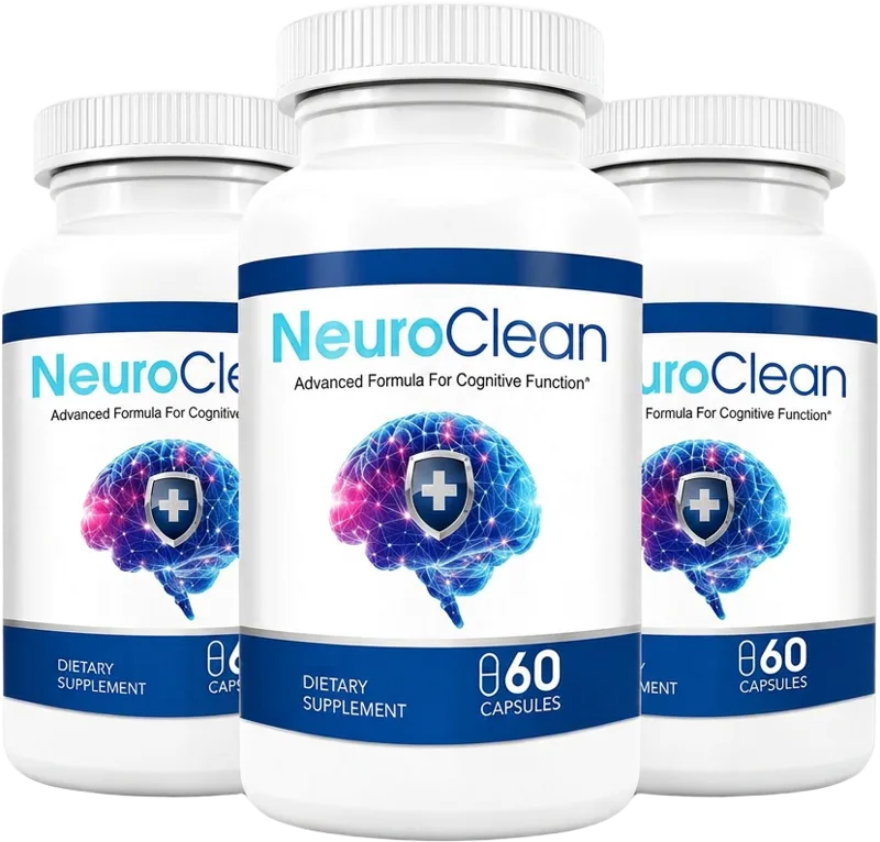 Three bottles of NeuroClean capsules, the 90-day supply pack